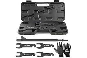 Eleon Pneumatic Fan Clutch Removal Tool Kit - 8PCS Powder Coated Carbon-Steel Penumatic Fan Clutch Wrench Set Compatible with Ford, GM, Chrysler and Jeep - Includes Gloves and Towel