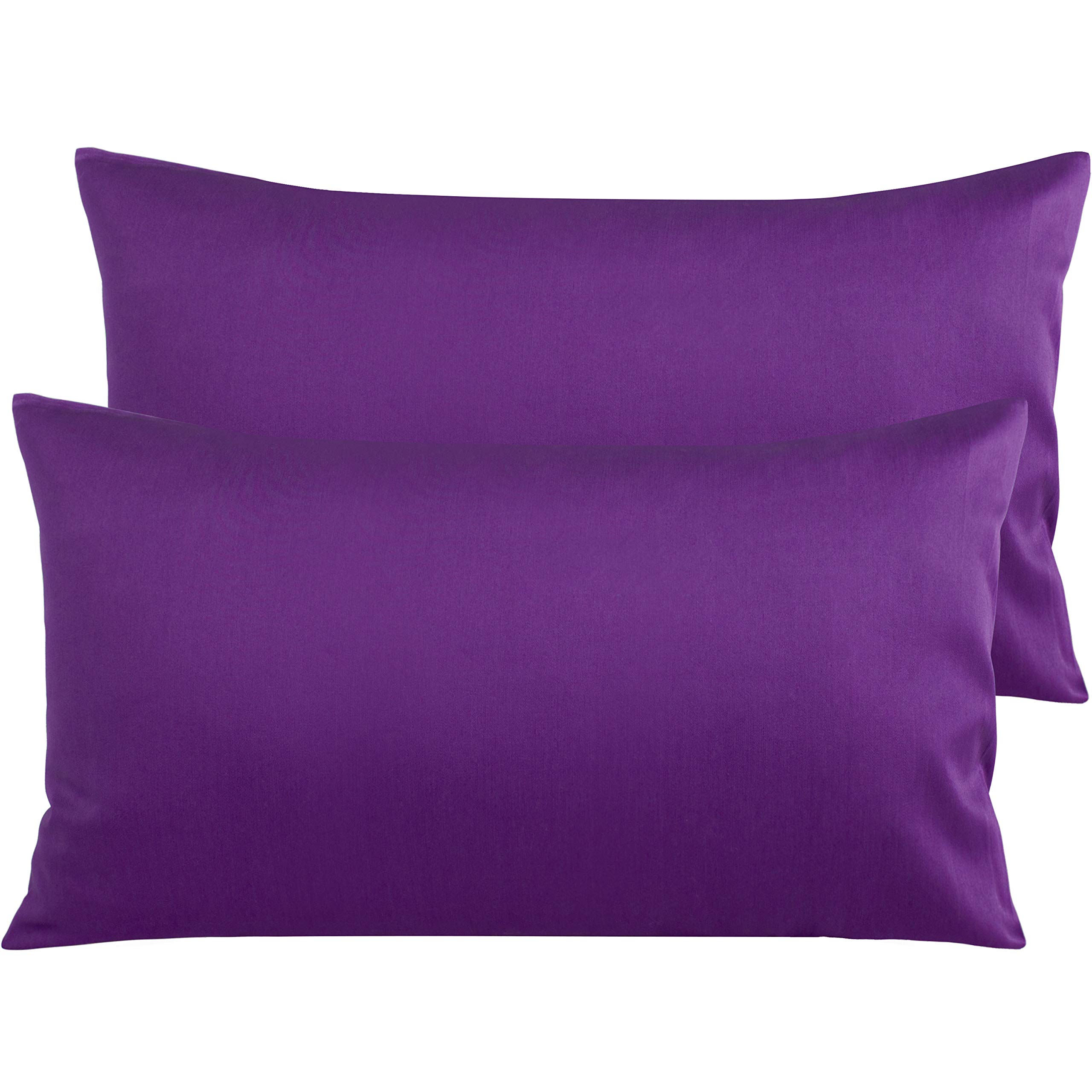 NTBAY 2 Pack 500 Thread Count 100% Egyptian Cotton Pillowcases, Super Soft Cozy and Breathable Envelope Closure King Pillow Cases, 50x90 cm, Purple