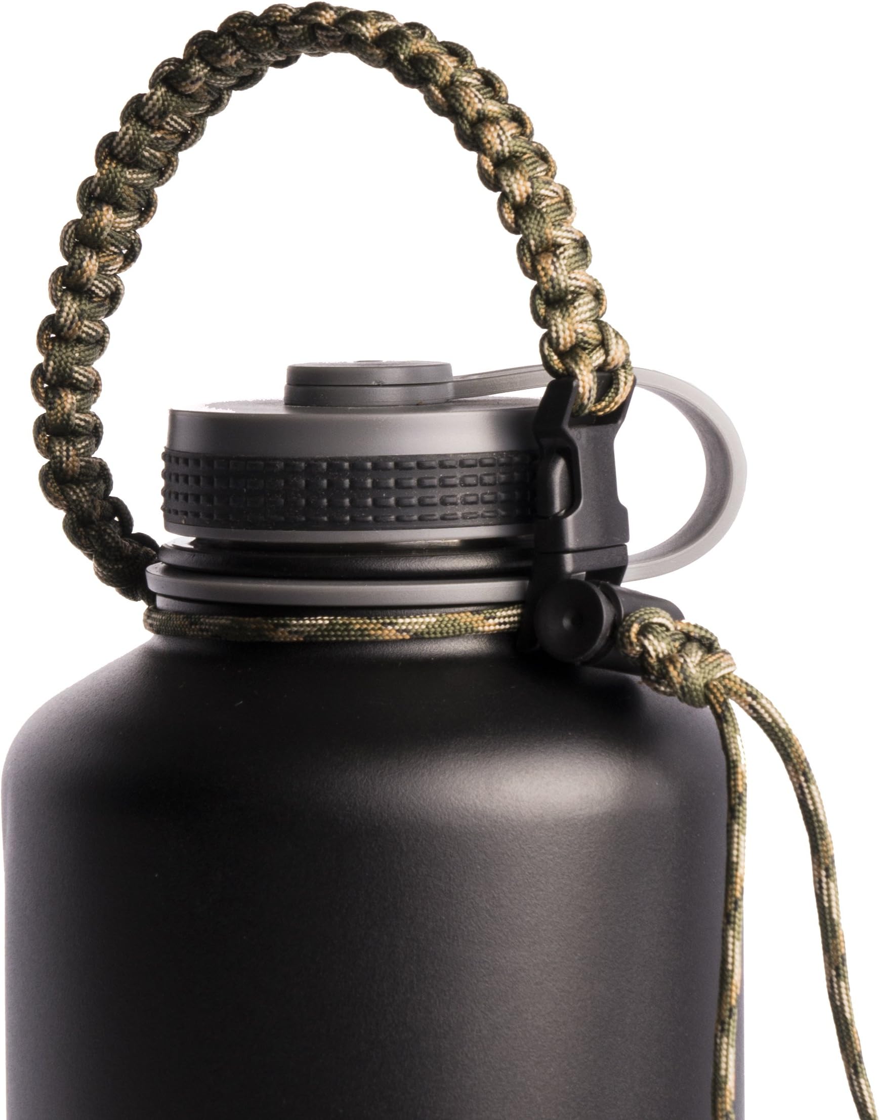 Specialty Superstores Paracord Survival Strap Handle - Fits Klear, Hydro Flask & Most Wide Mouth Stainless Steel Water Bottles- Camping, Hiking, Sports & Outdoor Water Bottle Carrier (Red Orange)