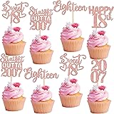 30PCS 18th Birthday Cupcake Toppers Glitter