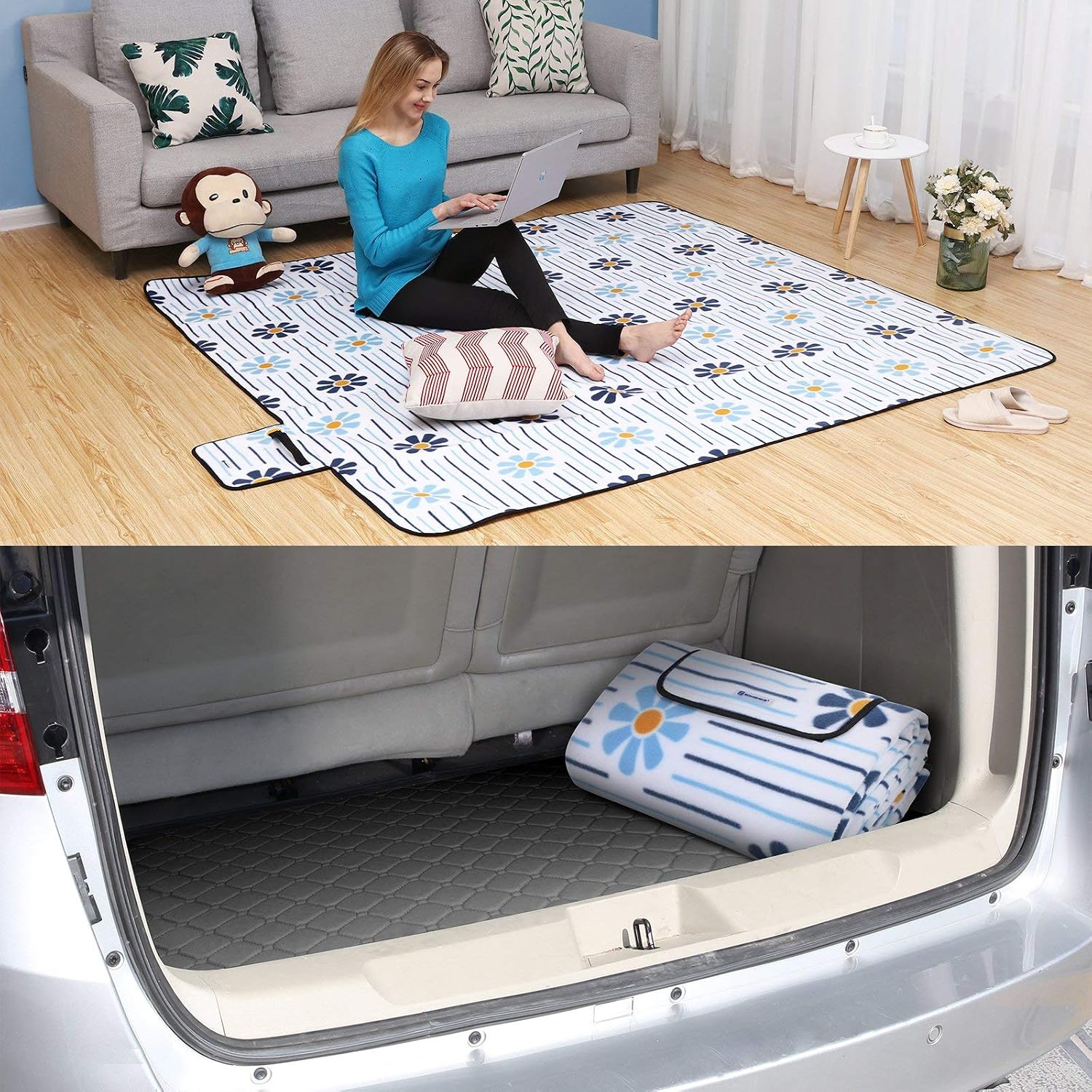 Tappeto Coperta Da Picnic Pieghevole 150x200 Cm, Impermeabile, Per Campeggio, Spiaggia, Festival, OnlineBull - Foto 4