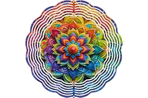 PLATGO 10-Inch Wind Spinner – Aluminum Sublimation for Garden Wind Spinners, Designed for Long-Term Outdoor Use, Providing Both Aesthetic Appeal and Practical Bird Deterrence (RainbowMandala)