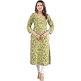 Ramkudi Printed Cotton Kurtis for Women | Straight Fit Womens Kurta | 3/4 Sleeves Tunic Top | Casual Indian Kurti