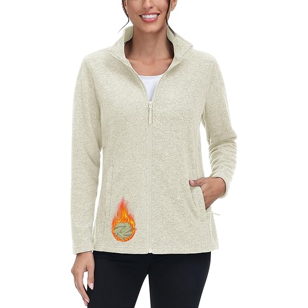 KIRKLAND Signature Women's Full Zip Fleece Jacket (Cream, S