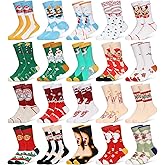 Panitay 20 Pairs Kids Christmas Socks Bulk Thermal Warm Christmas Holiday Cotton Socks Colorful Winter Xmas Children Socks for Boy Kid Girl Gifts