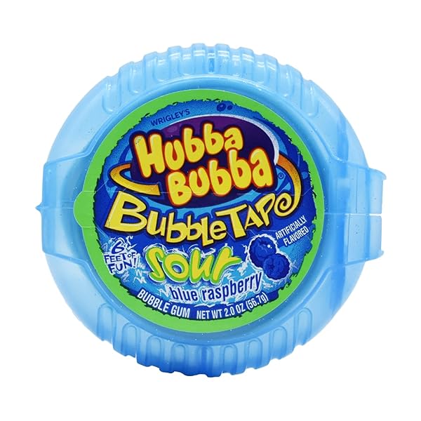 HUBBA BUBBA BUBBLE TAPE SOUR BLUE RASPBERRY 6 FEET GUM 56.7GM