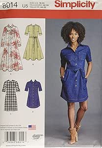 Simplicity 8014 Women's Shirt Dress Sewing Patterns, Sizes 16-24