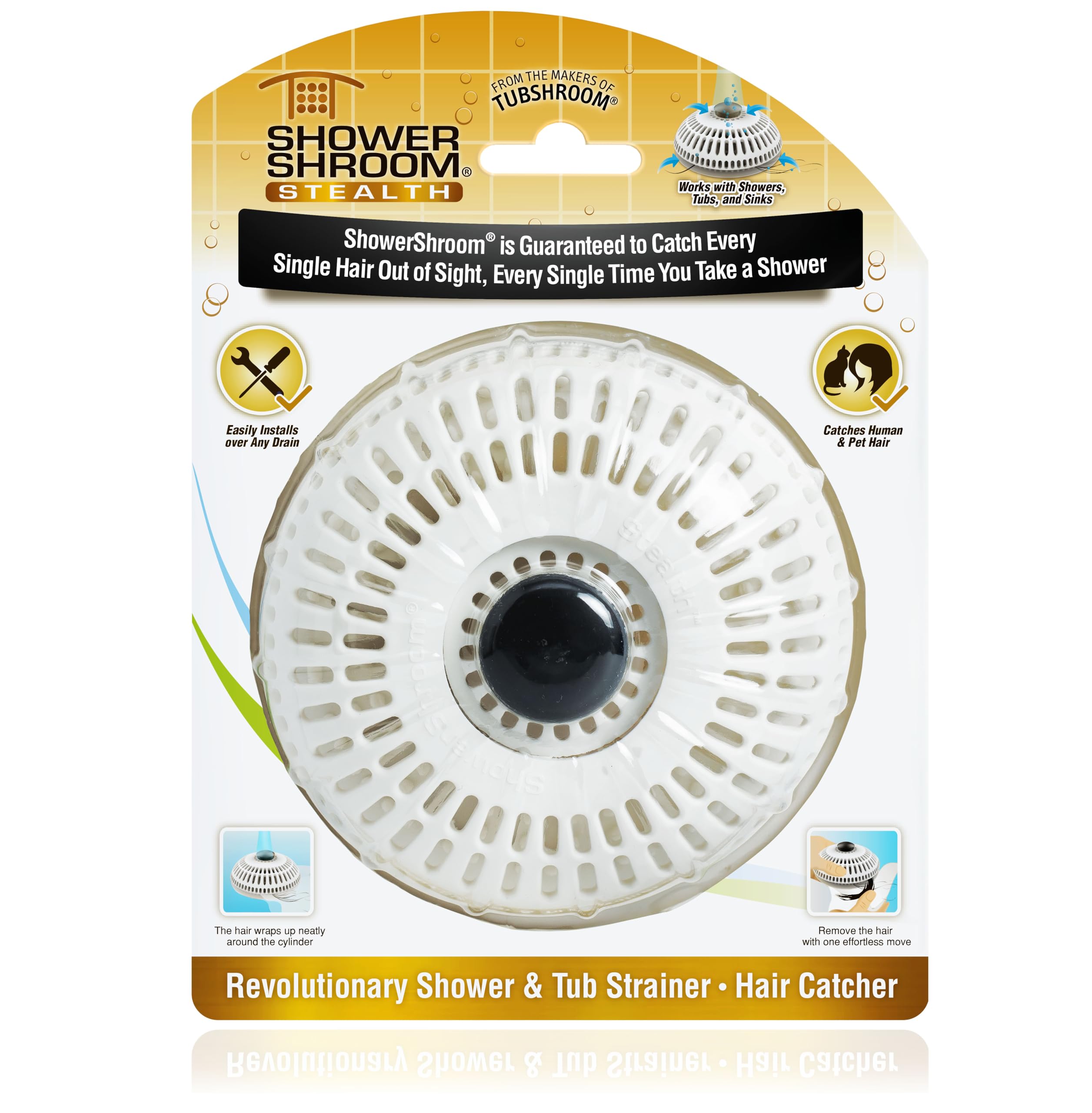 Photo 1 of ShowerShroom Stealth Shower Hair Drain Catcher - Hair Stopper for Shower Drain, Bathtub, and Bathroom Sink, Will Not Impede Water Flow, Bathtub Hair Catcher for Drain with No Installation Required
