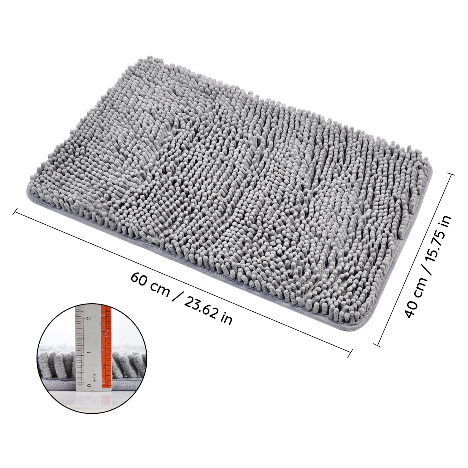 Ciaoed Alfombra de Ducha Gris Fibra de Poliéster Suave Shaggy Agua Absorbente Antideslizante Alfombra de La Casa de Baño