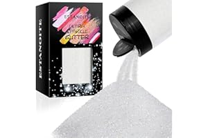 ESTANOITE Iridescent Ultra Fine Glitter Powder 7.41Oz/210g Rainbow Resin Glitter PET Flakes Crafts Sequins Epoxy Chips Flakes for Tumblers Slime Making (Diamond White)