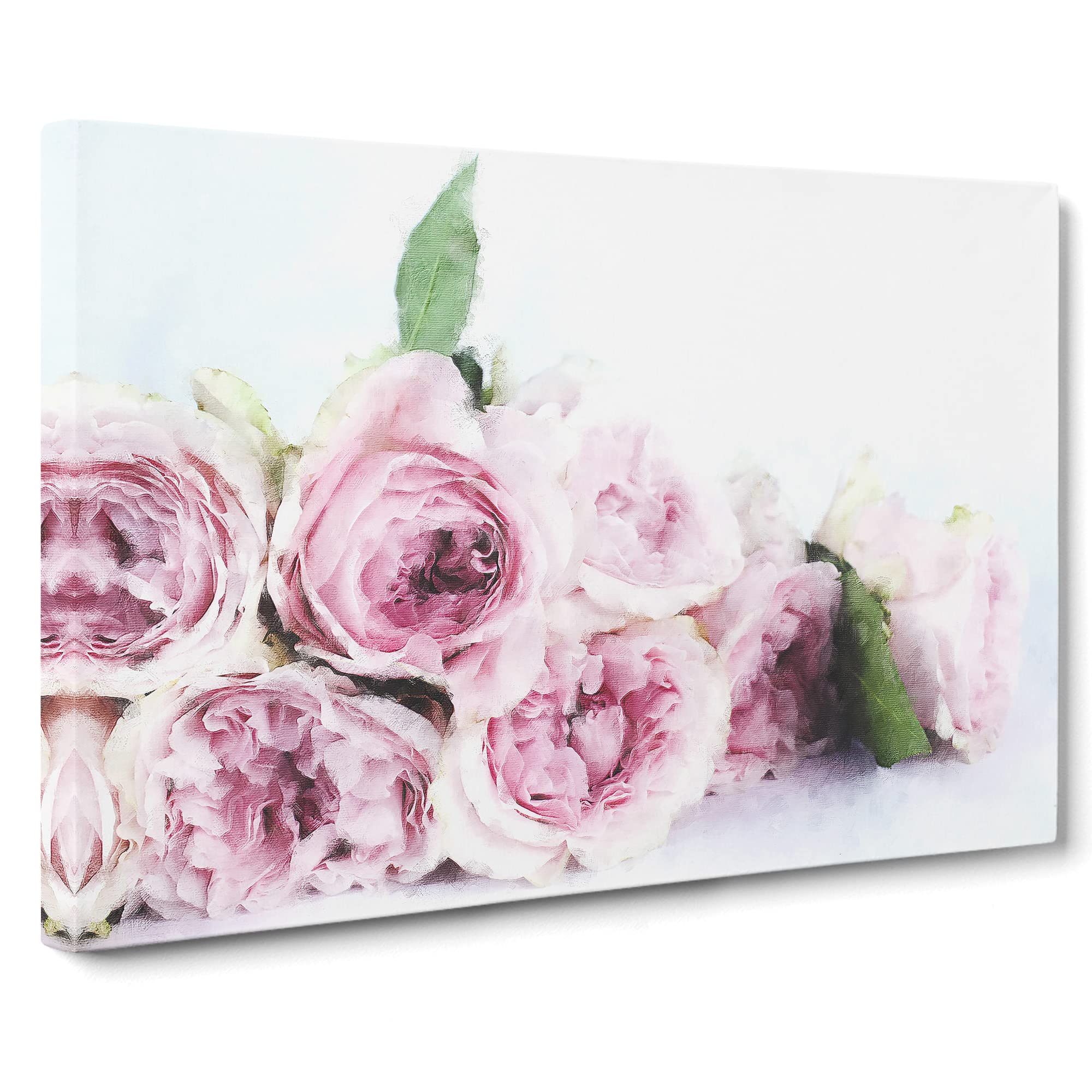 Dusty Pink Roses Canvas Print | Gallery Wrapped 30mm Frame Wall Art | 20x14 inches | Ready to Hang | Modern Floral Picture | Living Room Bedroom Lounge Office