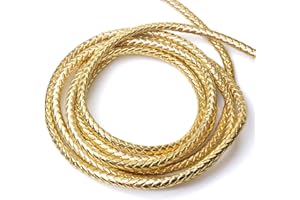 Hoappa Golden Rope for Wonder Woman Cosplay Accessory, PU Leather Gold Whip as Diana Lasso of Truth Whip (8mm Dia)