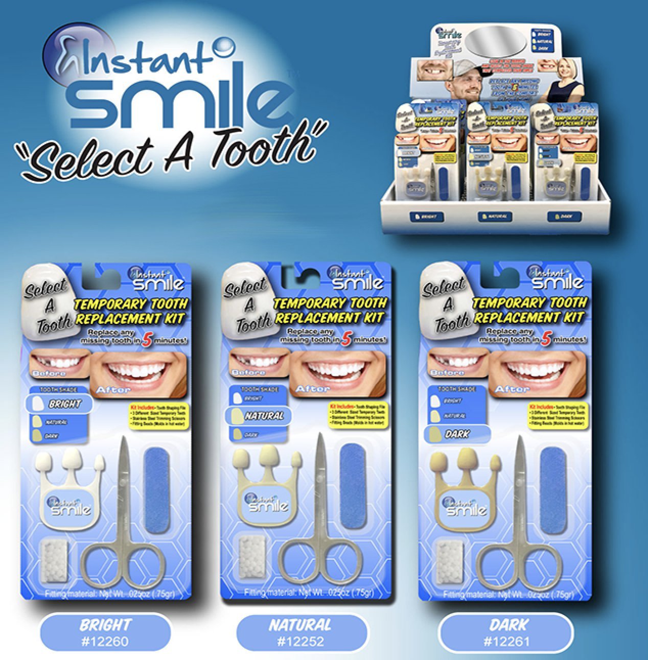 Instant Smile Select A Tooth Temporary Tooth Replacement Kit- Dark: Beauty