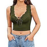 Avidlove Lace Tank Tops for Women Going Out Summer Ribbed Crop Tops Y2k Sexy Lace Top