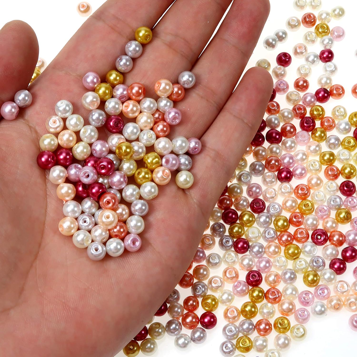 TOAOB 500pcs Pearl Beads for Jewelry Making 6mm Faux Pearls Glass Multicolor Sew on Pearl Beads Imitation Dyed Faux Spacer for Necklace Bracelet Craft Vase Filler Hair Accessories - Image 4