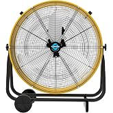 Tornado - 24 Inch High Velocity Heavy Duty Tilt Metal Drum Fan Yellow Commercial, Industrial Use 3 Speed 7700 CFM 1/3 HP 8 FT Cord ETL Safety Listed (YELLOW)