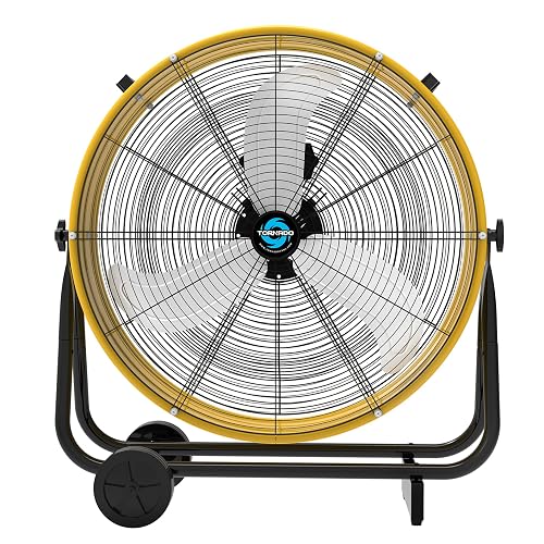 Tornado - 24 Inch High Velocity Heavy Duty Tilt Metal Drum Fan Yellow ...