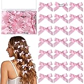 YGDZ Pink Mini Bows, 20PCS Ribbon Pink Hair Clips Barrettes with Box, Small Pink Bow for Hair, Cute Hair Bowknot, Hair Accessories for Women Girls