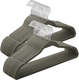 SONGMICS 50 Velvet Hangers 41.5 cm Wide 360° Hook Space Saving Grey Silver