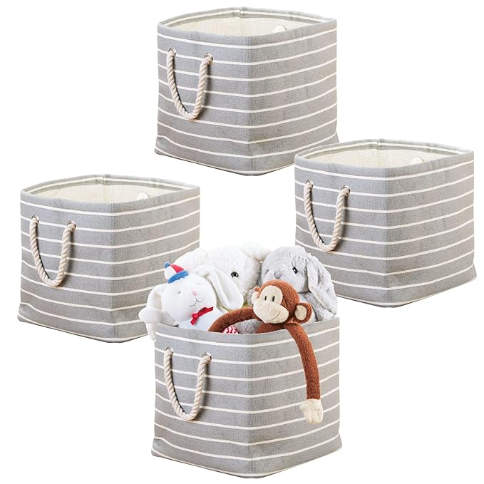 mDesign Set of 4 Storage Boxes with Handles Toy Box for Order in the