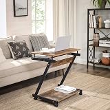 VASAGLE Songmics Z Shape Computer Desk 60x48x73 cm Vintage Brown Wheels view 4