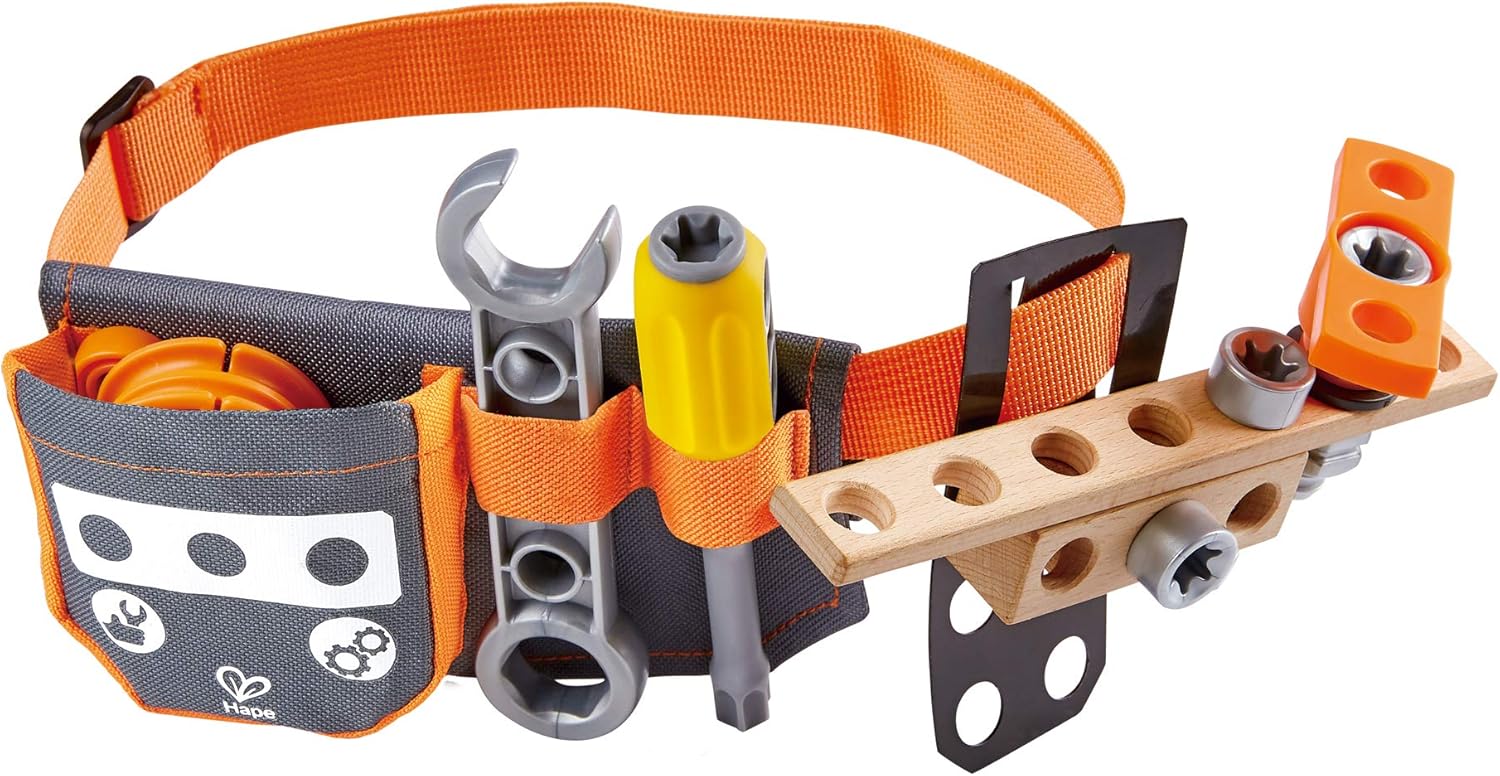 Hape Junior Inventor Scientific Tool Belt - Build on the Belt - Includes 3 Experiments, No Color, L: -, W: -, H: