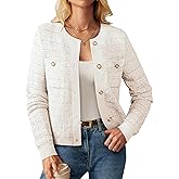 GRACE KARIN Womens Open Front Button Down Long Sleeve Texture Knit Cardigan Sweaters with Pockets