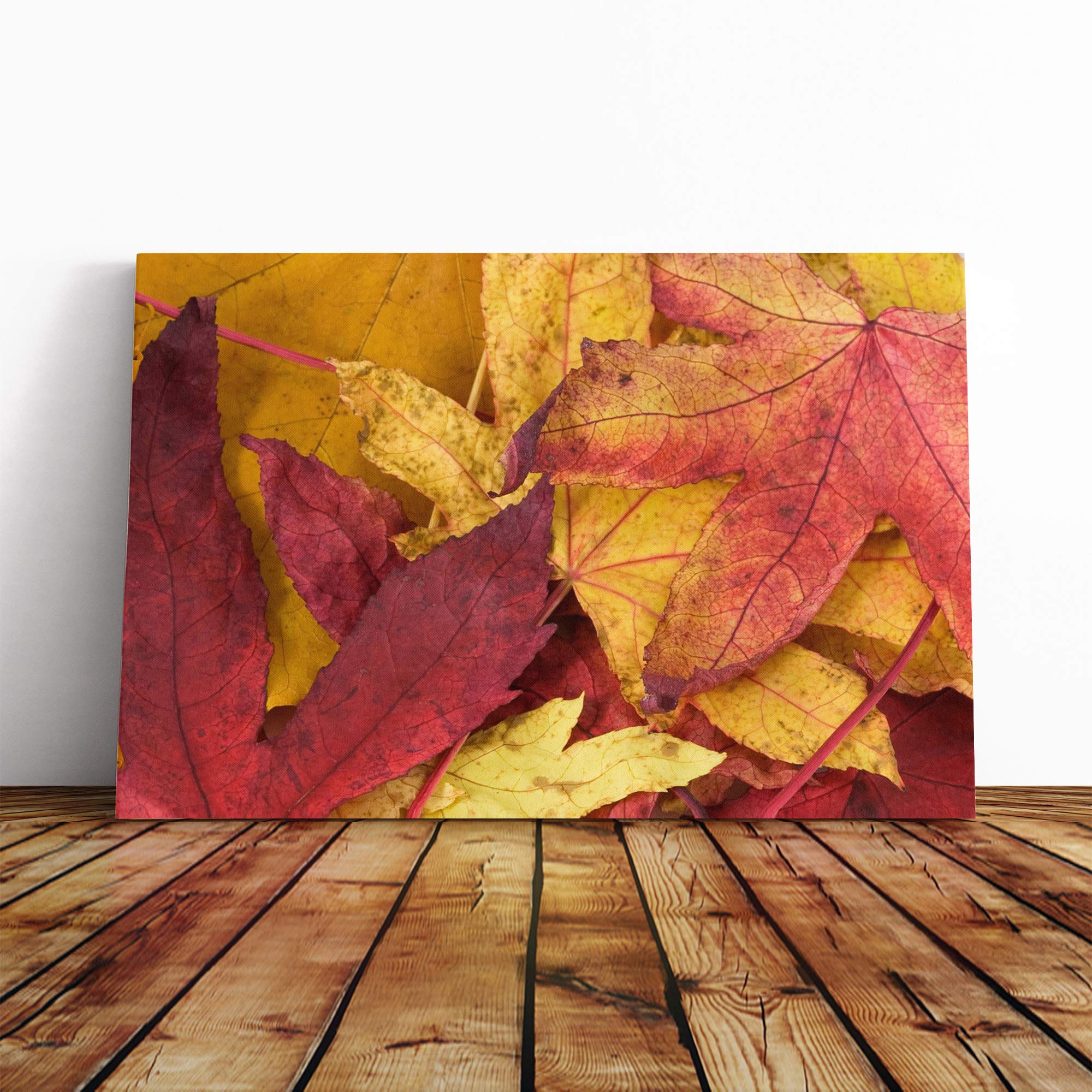 Autumn Leaves (1) Canvas Print | Gallery Wrapped 30mm Frame Wall Art | 20x14 inches | Ready to Hang | Modern Floral Picture | Living Room Bedroom Lounge Office