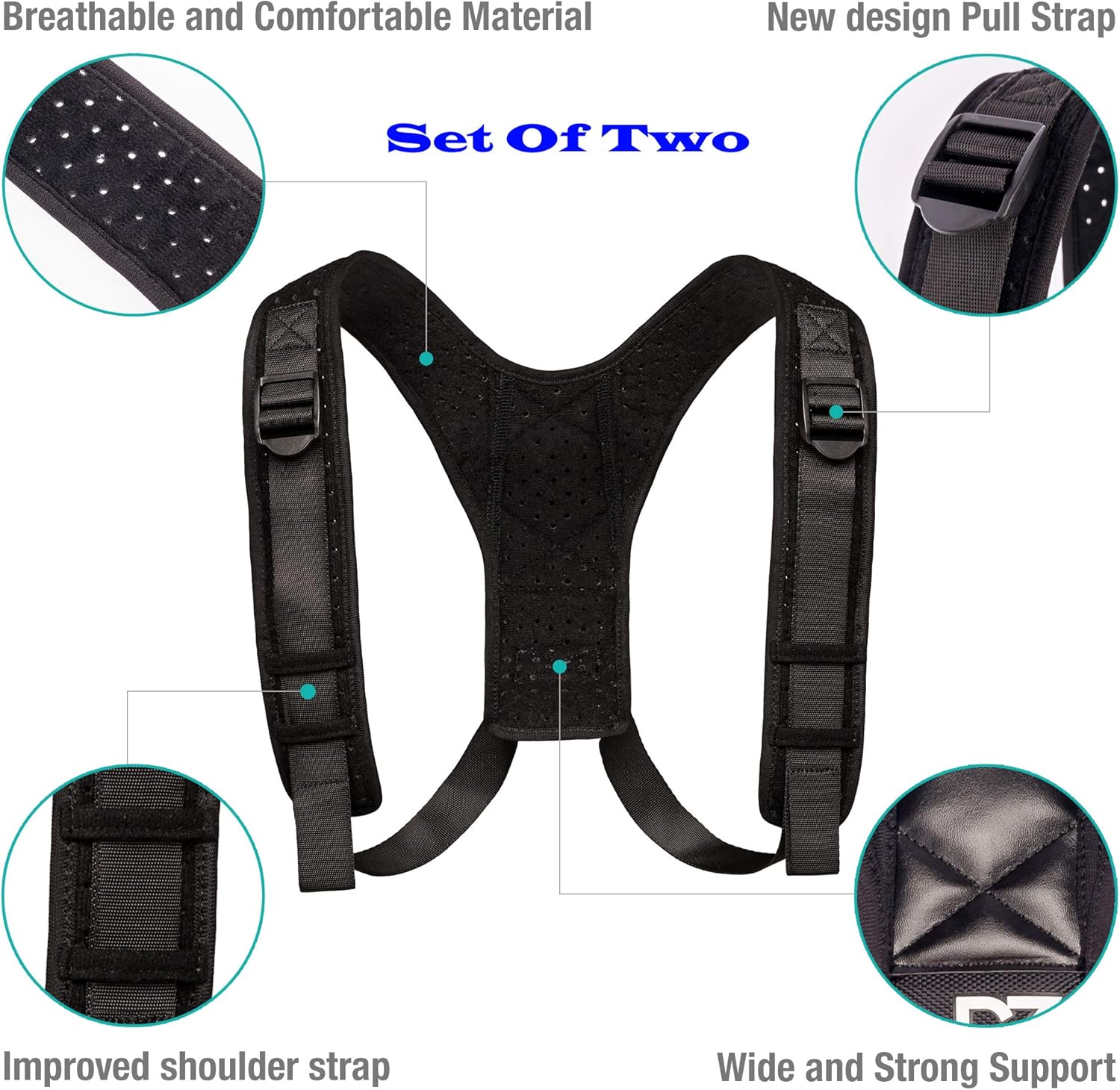 Set of Two Posture Corrector for Women and Men – Adjustable Clavicle Posture Brace - Corrector Therapeutic - Posture Support for Scoliosis - Perfect Posture Trainer Corrector - Upper Back &Shoulder