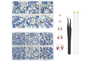Hotfix Rhinestones, 6600PCS Rhinestones for Bedazzling, 5 Sizes Bedazzle Kit with Wax Pencil and Tweezers, Hotfix Crystals fo