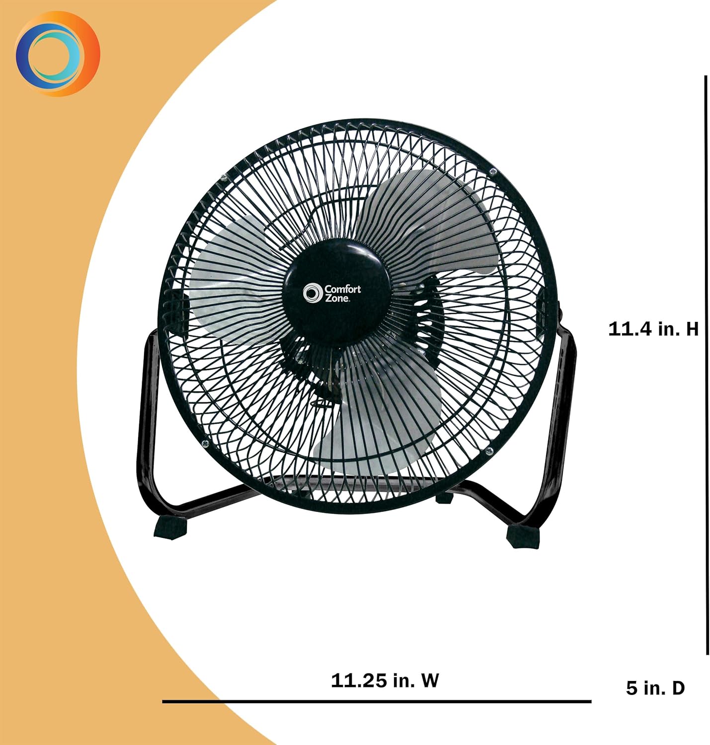 Comfort Zone CZHV9B 9-inch High Velocity 3-Speed Floor Fan with 180-Degree Tilt: Home & Kitchen