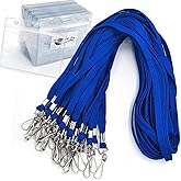 Name Tags Blue Lanyards/Badge Holder Pairs Woven Round Lanyard & Horizontal Sealable Waterproof Clear Plastic ID Card Lanyards with id Holder Name Badges (Blue, 50 Pack)