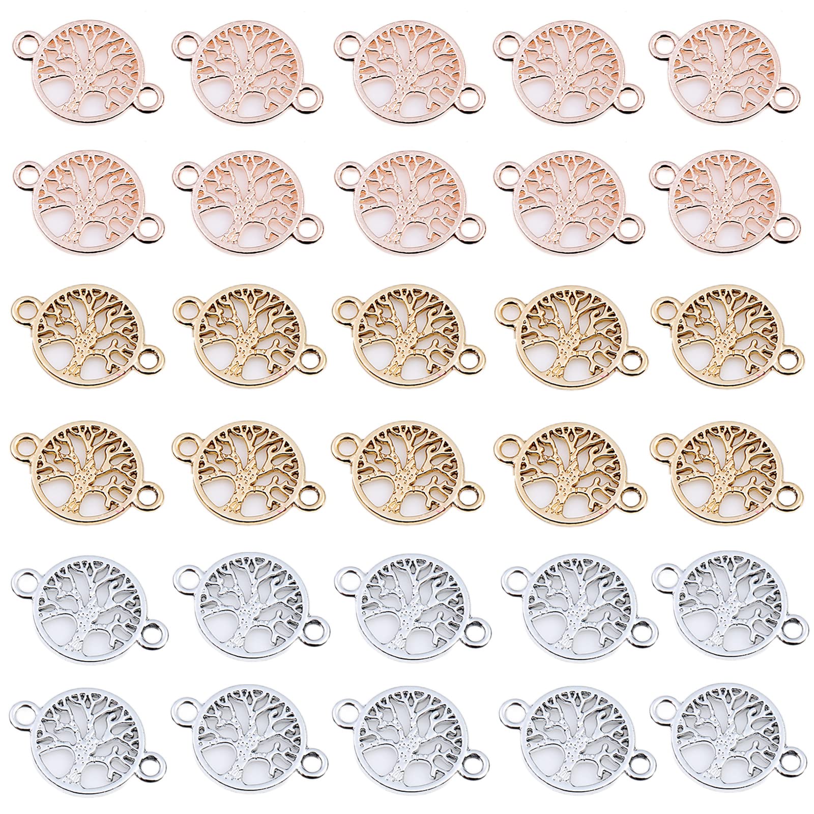 DragonX2 30-Piece Jewellery Connectors - Tree of Life Bracelet & Pendant, Macrame Pendant, Alloy, 3 Colours