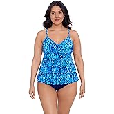 Trimshaper Womens Double Layer Leona Swim Tankini Top with Built-in Molded Cups
