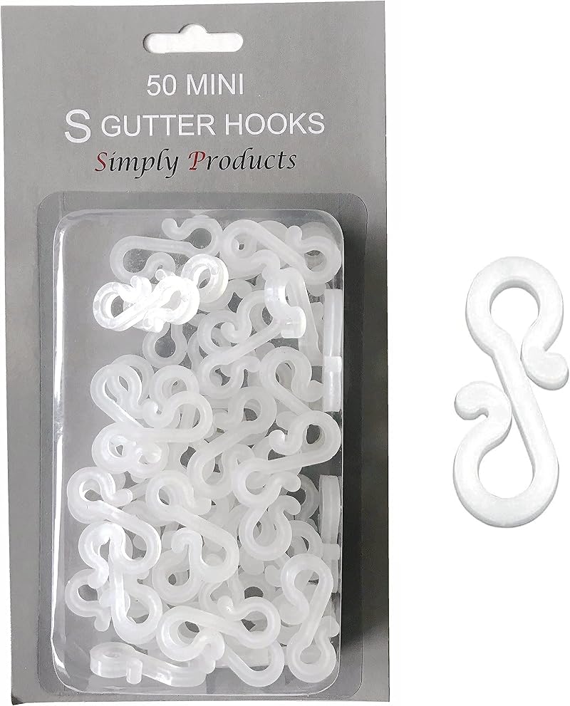 Simply Products Clear Gutter Hooks 50 Pack for Outdoor Lights Clip S Clips