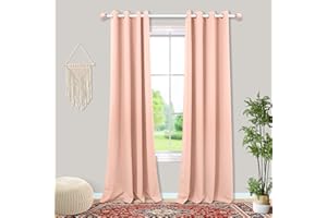Mrs.Naturall Blush Pink Curtains 2 Panels for Girls Bedroom,Blackout Grommet Boho Neutral Room Darkening Dusty Rose Gold Curtains for Nursery Living Room,84 Inches Long