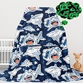 Gdindff Glow in the Dark Shark Blanket for Toddler Boys Kids, 40"x60" | Shark Gifts Toys for Kids Age 3-8, Soft Fleece for Daycare Toddler Nap, Ocean Shark Bedroom Decor, Birthday Gifts for Boys