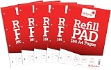 Silvine A4 Refill Pad 160 Pages 4 Hole Head Bound Pack of 5 White