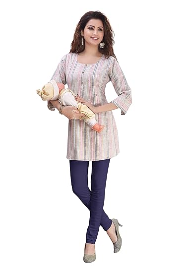 Women's Khadi Rayon Maternity Western Top/Nursing Tunic/Easy Feeding/Breastfeeding/Short Kurti with Zippers For PRE and Post Pregnancy