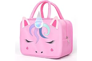 GIRAFFE CREATION Insulated Lunch Box Bag for Kids, Reusable Durable Lightweight Lunch Bag for Girls Boys, Keep Food Cold/Warm, Unicorn