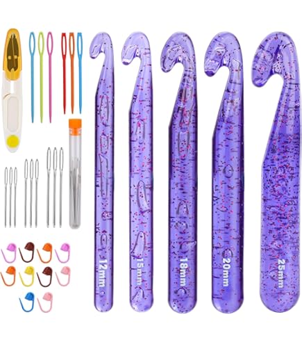 Amazon.com: Weabetfu 5 Large Crochet Hook,25mm 20mm 18mm 15mm 12mm