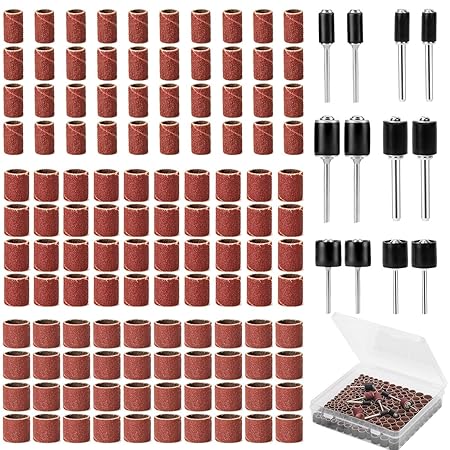 LUWANZ 252 Schleifhülsen Schleifwalzen Set, 240 x Schleifband (1/2, 3/8, 1/4') & 12 x Schleifwalze (Schaft Ø 2,35/3,17 mm), B
