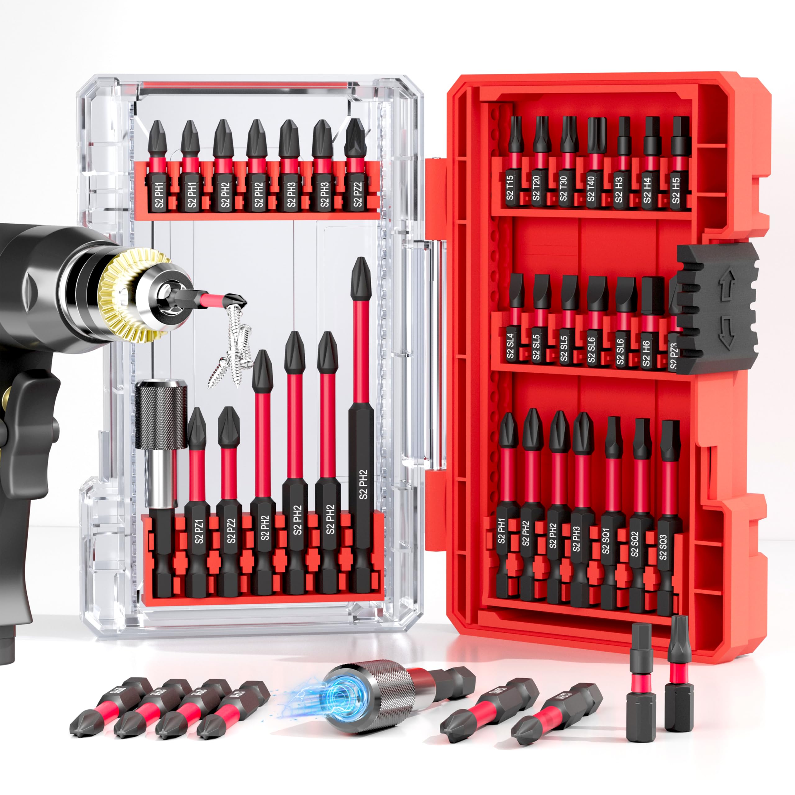 Photo 1 of 35Pcs Screwdriver Bits Set S2 Steel Screwdriver Impact Kit With a Storage Case, Used for Power Screwdrivers and Electric Drill Drivers