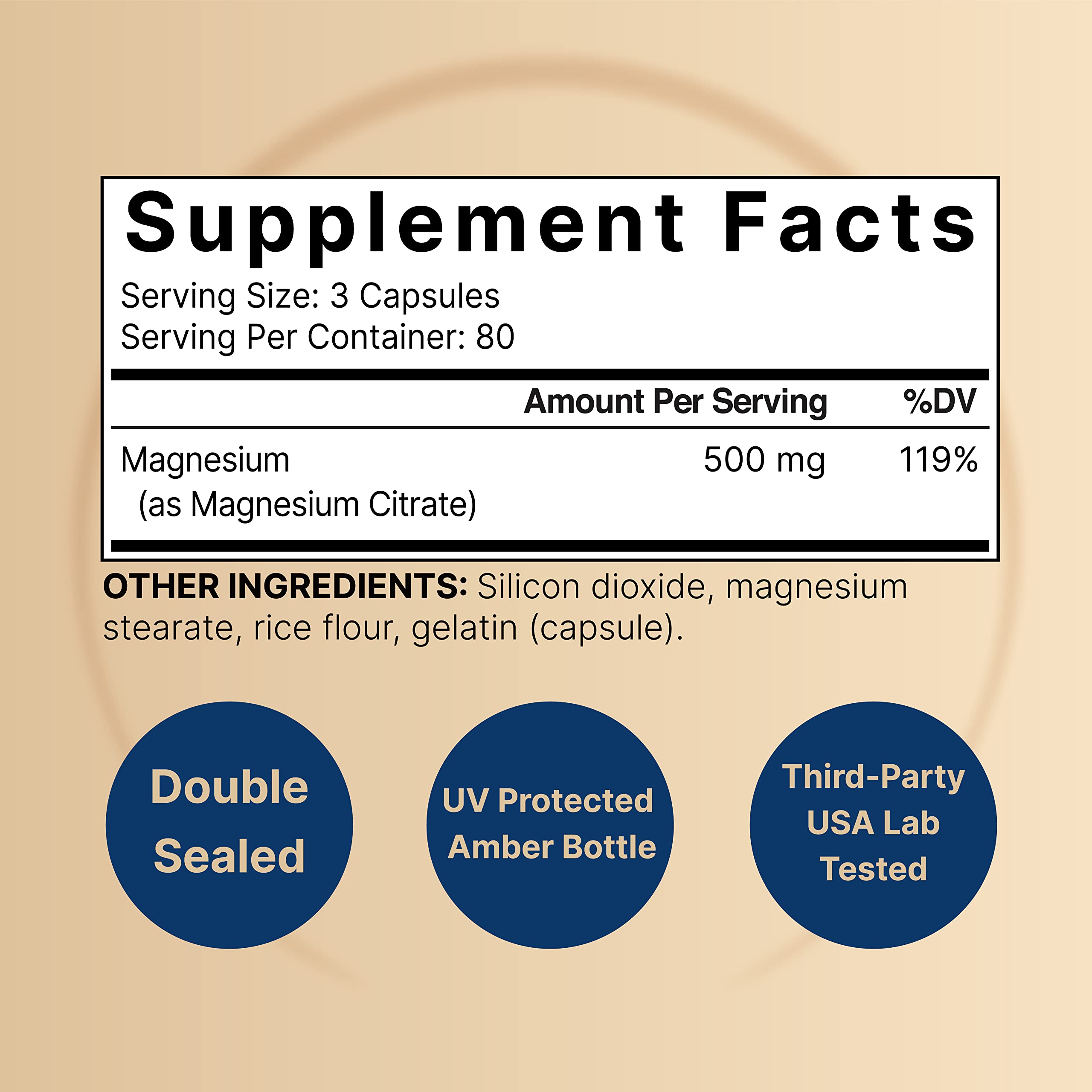 NatureBell Magnesium Citrate 500mg, 240 Capsules | High-Purity Elemental Form | Heart, Muscle & Digestion Support | Non-GMO, Gluten-Free