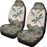 Talayituse Boho Dragonfly Print Car Seat Covers Set of 2, Breathable Front Bucket Seats Protector Auto Interior Accessories Decor Universal for Truck SUV Van