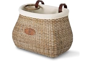 GRANNY SAYS Bike Basket Front, Natural Rattan Wicker Bike Baskets, Bicycle Basket with Cup Holder, Handmade Woven Bike Baskets for Women and Men, Storage Basket for Beach Cruisers, Ebikes