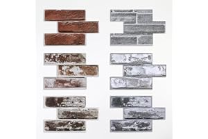 Commomy Sample Kit - 6 Pcs Large Brick & Stone 3D Wall Panels, Size 9.05 x 5.9 in