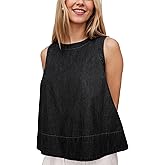 Xiaoxuemeng Womens Denim Top Y2K Sleeveless Jean Tank Tops for Women Crewneck Loose Fit Denim Tank Tops
