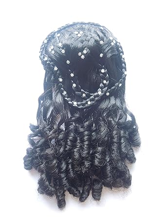 Bridal Readymade Synthetic Straight And Curly Black Hair Extension