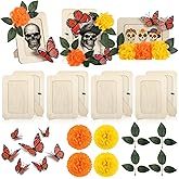Suncalla 68 Pcs Dia De Los Muertos DIY Picture Frames Day of The Dead Photo Frame for Ofrenda Altar Wooden DIY Day of The Dead Decorations Craft Kit Monarch Butterfly for Tabletop Display Accessories